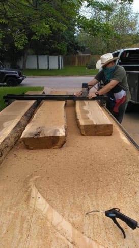 Using-new-Router-sled-on-Oak-slabs-Display-Cases